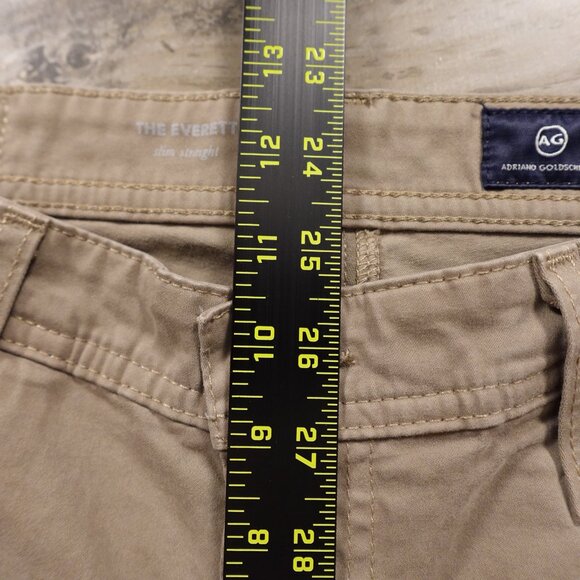 AG Adriano Goldschmied Everett Slim Straight Jeans Men’s 33x32 Khaki Stretch - Picture 7 of 14